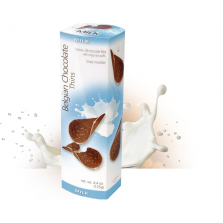 Belgian Chocolate Thins Milk Молочные чипсы из шоколада 80гр.