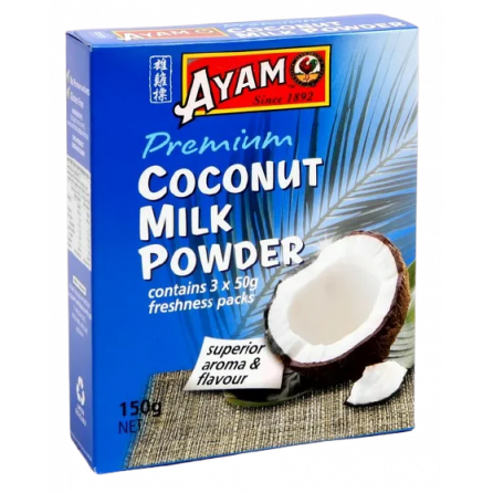 Кокосовое молоко сухое AYAM 150 г в упаковке 3 пакетика по 50 гр, каждый на 200 мл молока