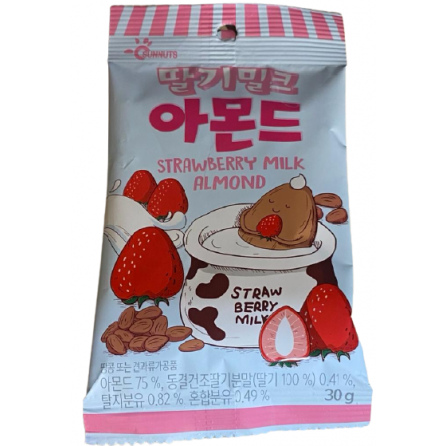 Миндаль со вкусом клубничного молока "Strawberry Milk" 30гр Корея