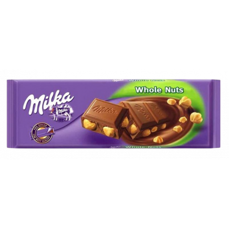 Milka Whole Nuts шоколад цельный фундук 270 гр