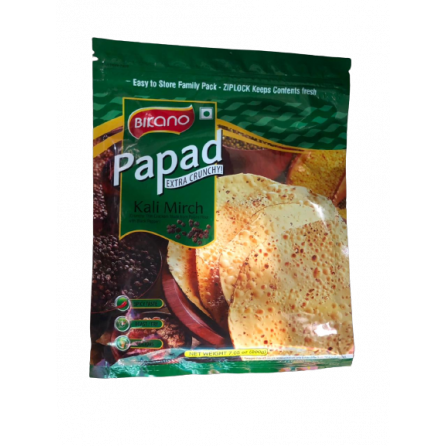 Papad традиционная лепёшка из Индии из бобовых с чёрным перцем без сахара Bikano 200гр Индия