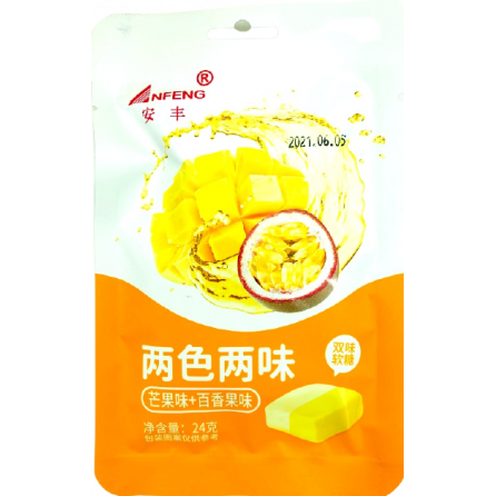  Конфеты жевательные ANFENG манго/ маракуйя 24гр,Китай