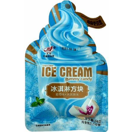  Конфеты Ice cream gummy сливочные с виноградной начинкой 24гр, Китай