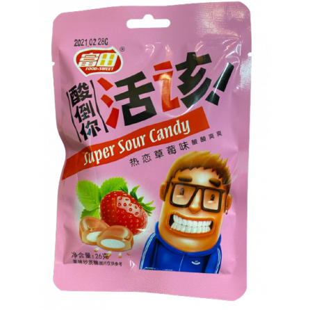 Конфеты Super Sour Candy со вкусом клубники Китай