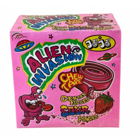 Жевательная конфета с кислым центром JOJO Alien Invasion инопланетное вторжение, ассорти 50гр.