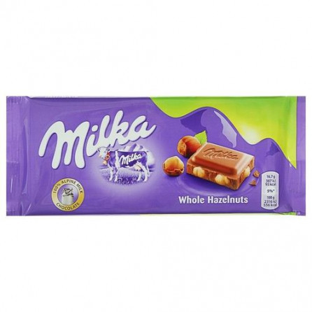 Шоколад Milka 100гр Whole Hazelnuts "Цельный лесной орех"