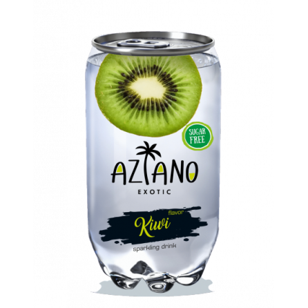 Aziano Kiwi 350мл - киви, газированный напиток в прозрачной банке