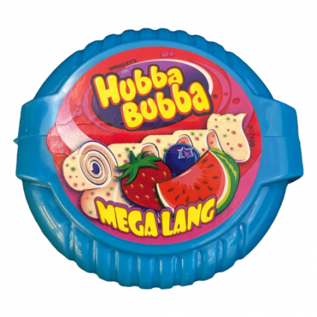 Жевачка Hubba Bubba Mega Lang Blue тройной микс: клубника, арбуз и черника 56гр.