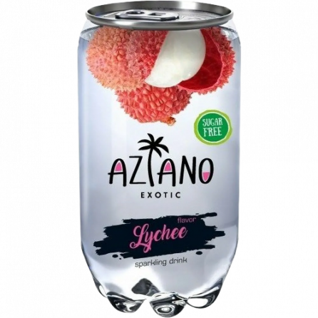 Aziano Lychee 350мл - личи, газированный напиток в прозрачной банке