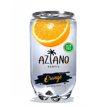 Aziano Orange 350мл - апельсин, газированный напиток в прозрачной банке