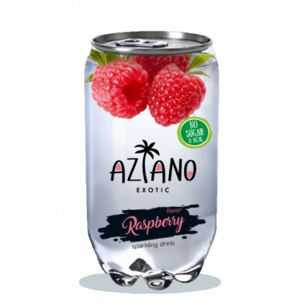 Aziano Raspberry 350мл - малина, газированный напиток в прозрачной банке