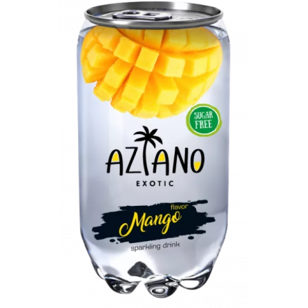 Aziano Mango 350мл - манго, газированный напиток в прозрачной банке